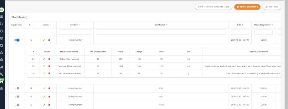 Inventory tracking module helps to prepare stocktaking.